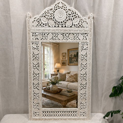 Large hand carved white wood - large,